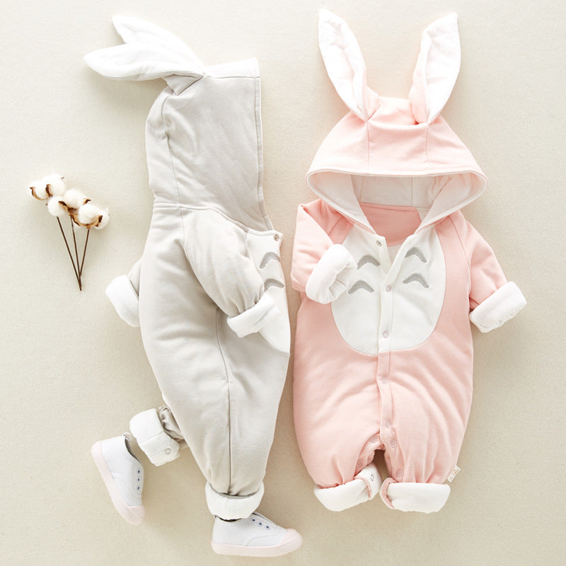 Padded cotton jumpsuit for babies - Chinchilla