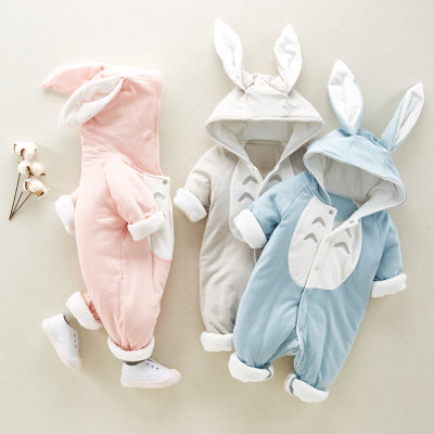 Padded cotton jumpsuit for babies - Chinchilla
